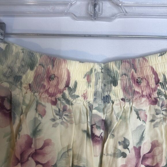 Lee David Vintage Cream Floral Cottage Core Midi Skirt Rayon Twee Coquette Sz LG - Picture 4 of 8